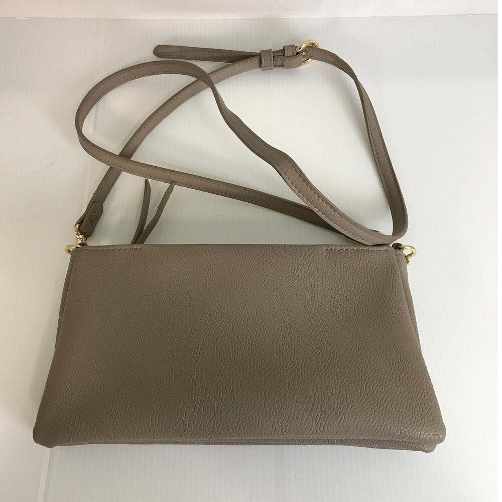 Universal Thread Taupe Minimalist Pebbled Leather Crossbody Bag Small